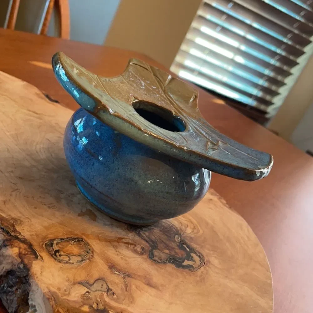 Handmade Signed Pottery Ikebana Vase